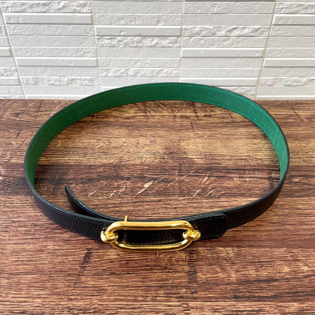 良品 エルメス レザー シェーヌ ダンクル ゴールド 金具 バックル ベルト.