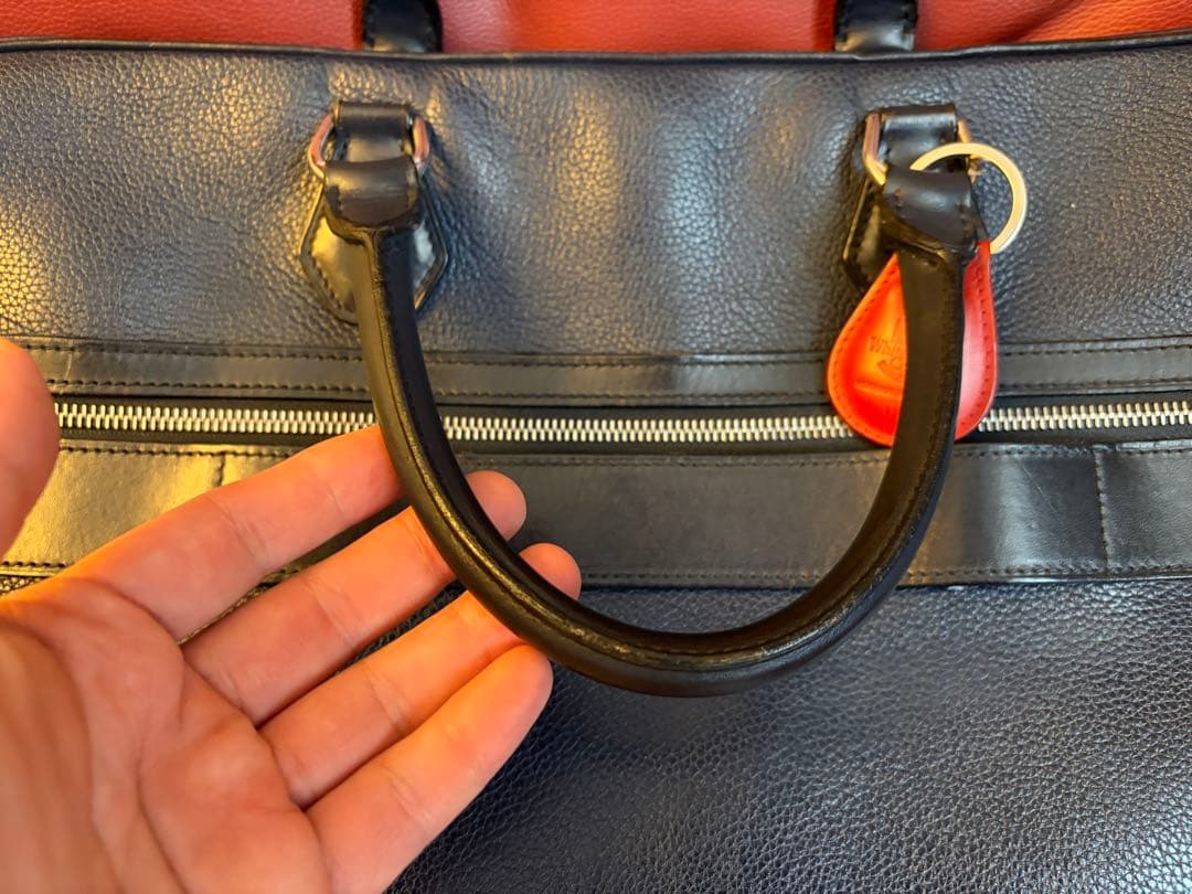 ダンヒル　レザー　ビジネスバッグ　ブリーフケース ネイビー Bostonシリーズ