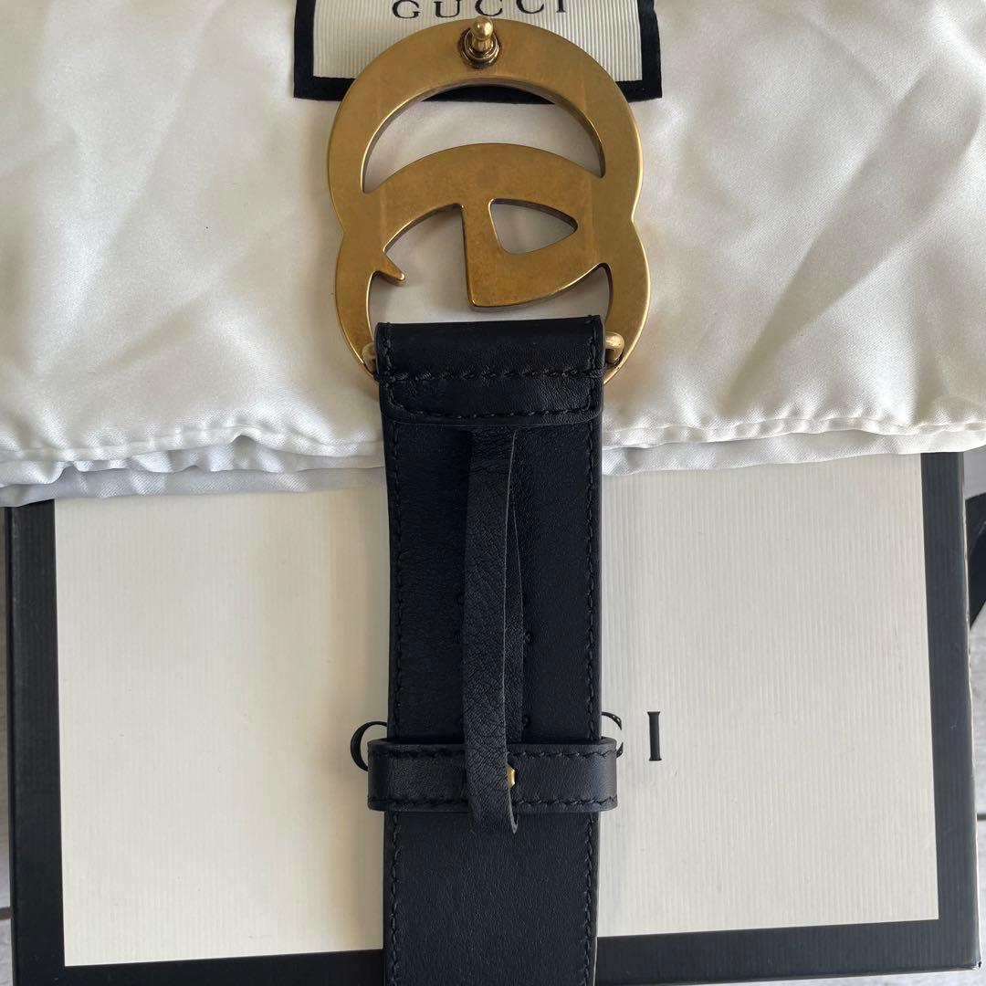GUCCI グッチ GG ダブルGバックル ブラックレザー ベルト