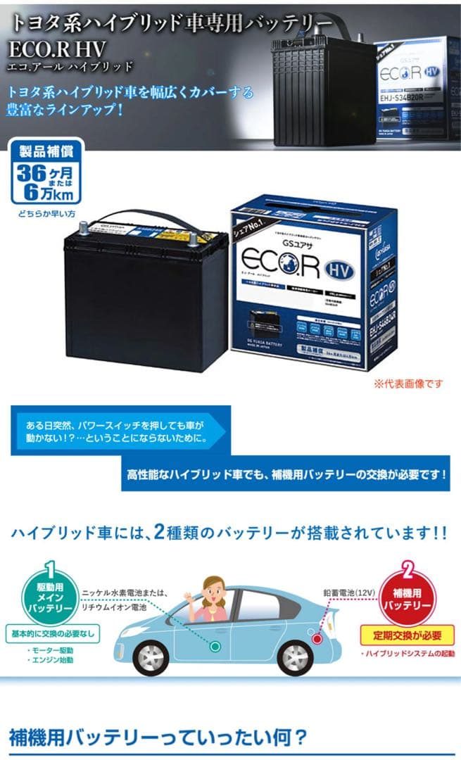 GSユアサ ECOR HV バッテリー EHJ-S75D31L