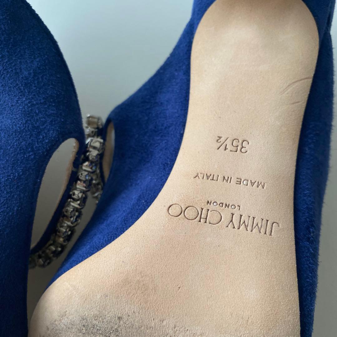 JIMMY CHOO ネイビー ビジュー付きミュール