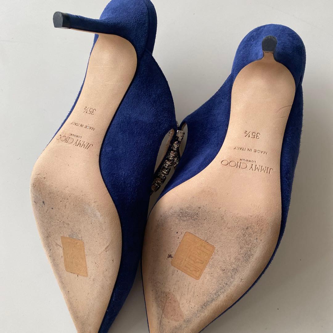 JIMMY CHOO ネイビー ビジュー付きミュール