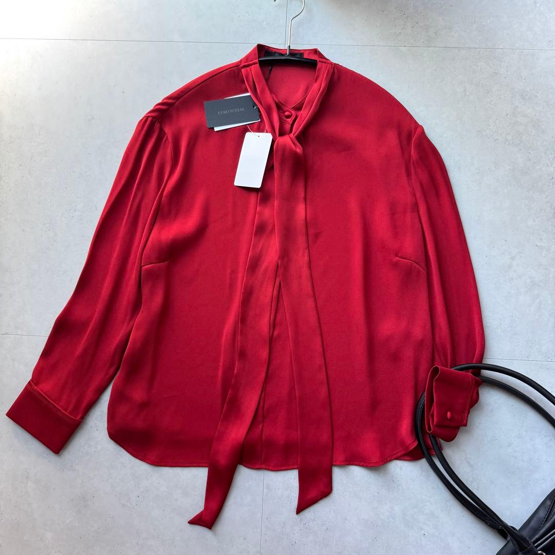 タグ付未使用 希少PEELSLOWLYボウタイ長袖ブラウス フォーマル日本製