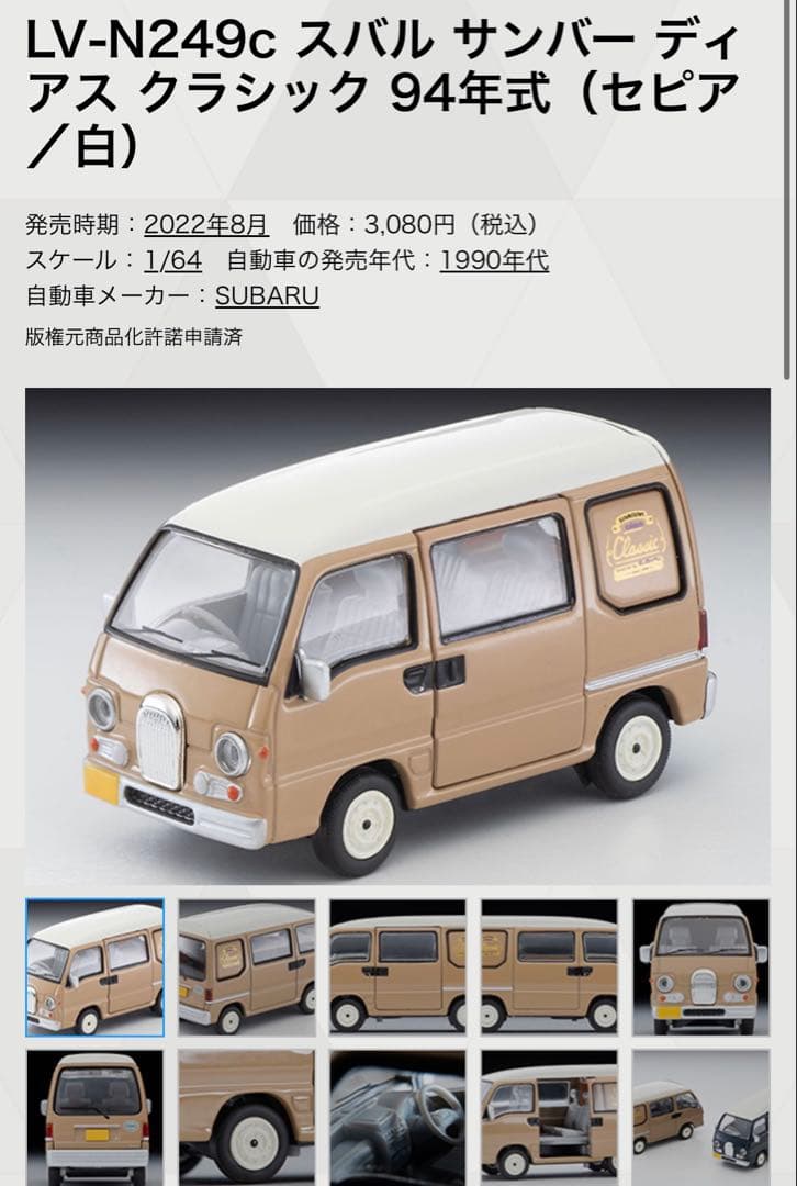 トミカ LV-N249a,b,c スバル サンバー ディアス ク 3色セット