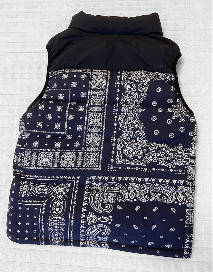 美品！FCRBダウンベスト ネイビー×バンダナL