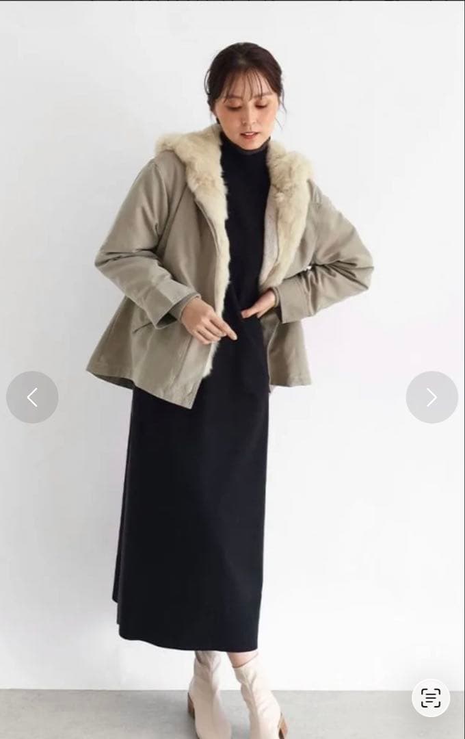 MEDOC ラビットファー フード付きコート