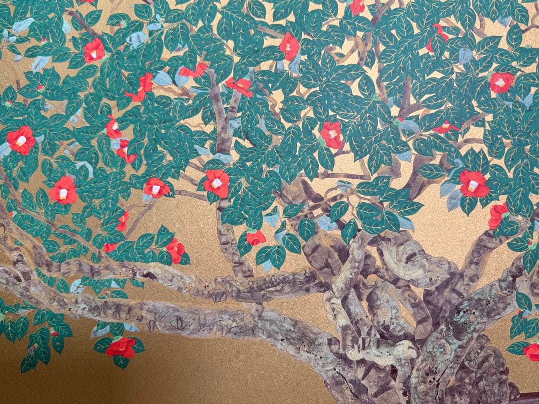 S13 特大 中島千波「老樹三面藪椿」27/150 リトグラフ 31版31色