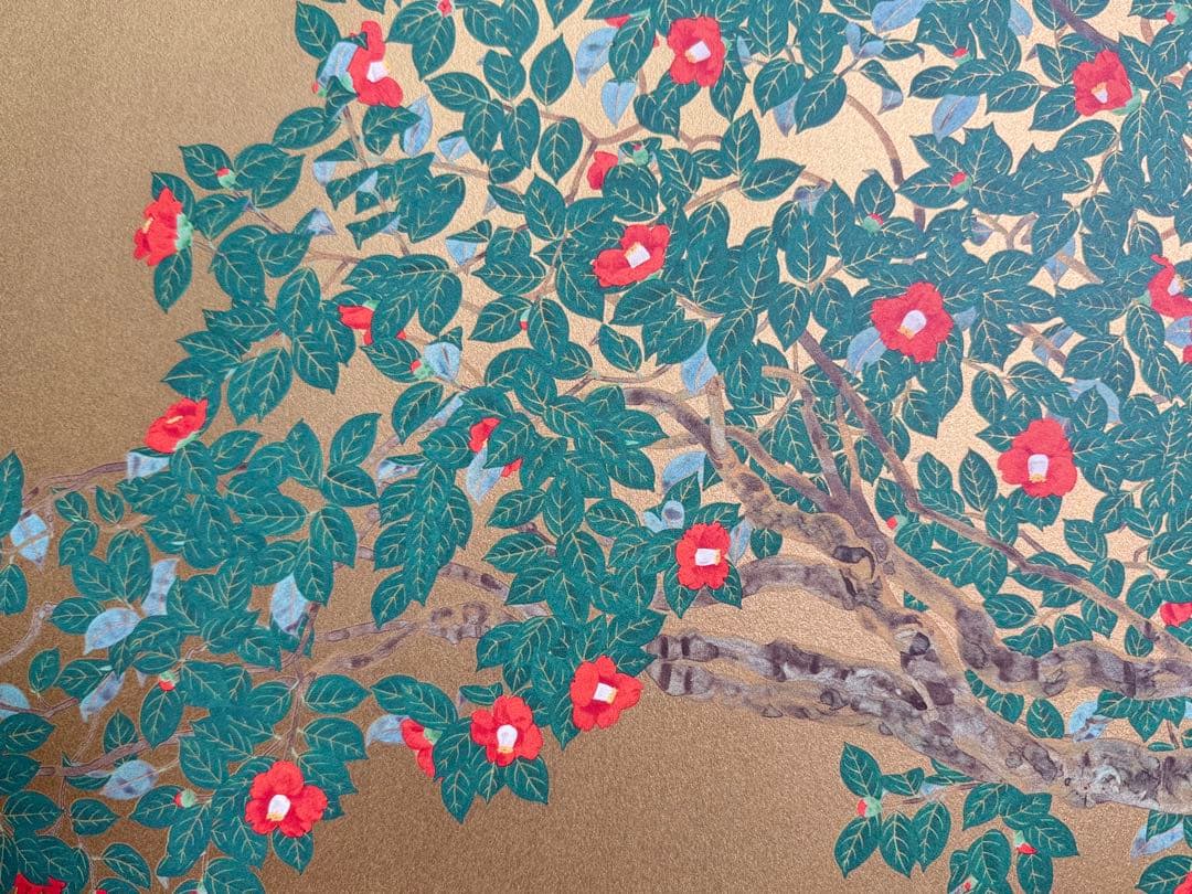 S13 特大 中島千波「老樹三面藪椿」27/150 リトグラフ 31版31色