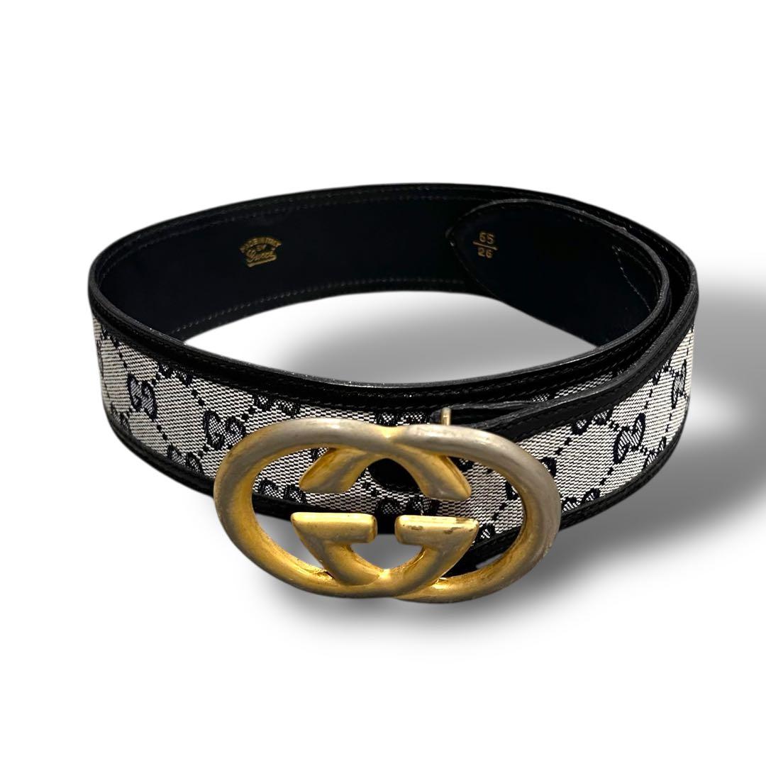 GUCCI オールドグッチ ベルト GG柄 キャンバスレザー メンズ レディース