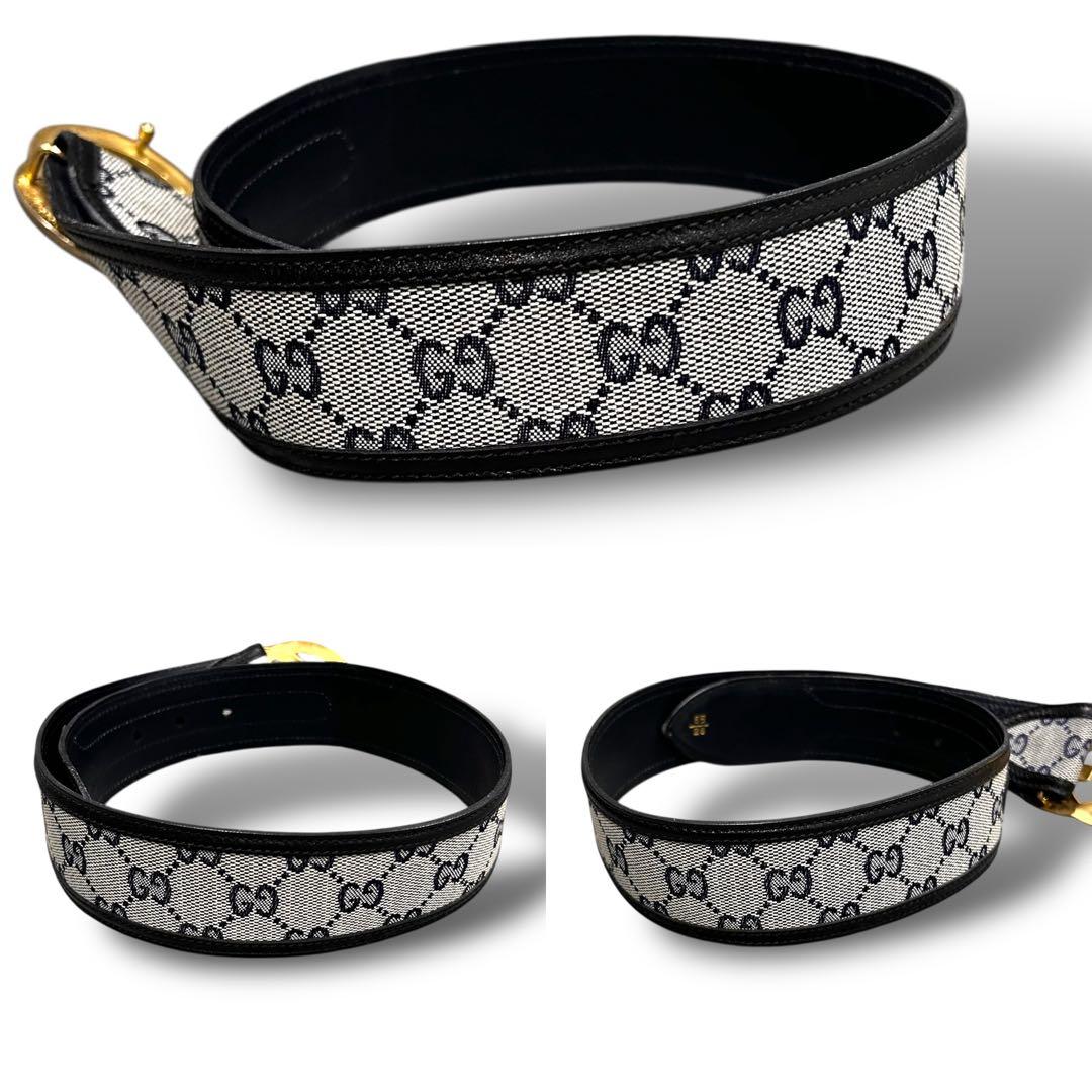 GUCCI オールドグッチ ベルト GG柄 キャンバスレザー メンズ レディース