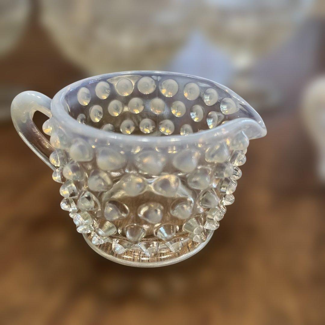 フェントン　ホブネイルオパールセント　シュガー&クリーマーとデザートグラス