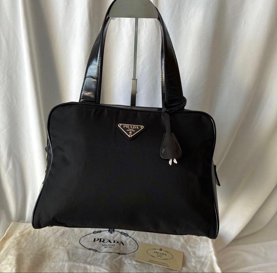PRADA プラダ　トートバッグ　三角プレート　ブラック