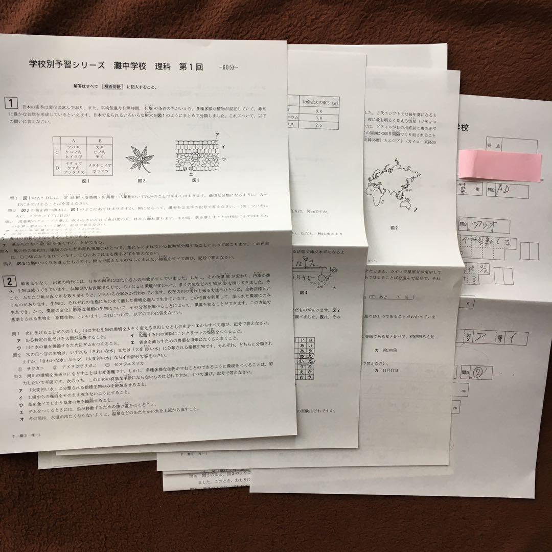 【レア】灘中学対策 プリント 学校別予習シリーズ 理科 6年 下