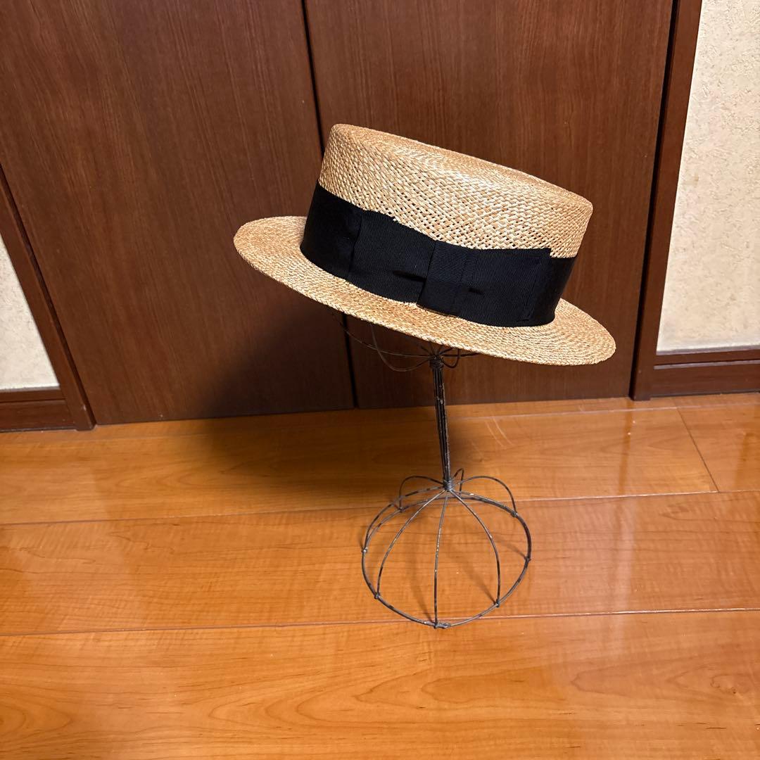 S.⭐︎カシラ　カンカン帽　黒リボン　Mサイズ