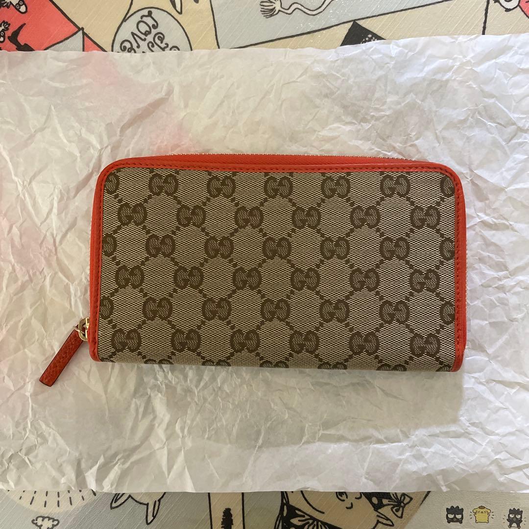 極美品　GUCCI グッチ 長財布 ラウンドファスナー キャンバス