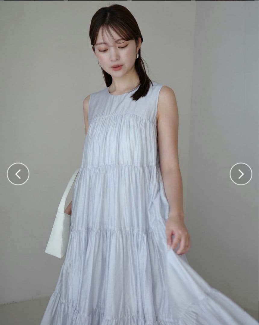 anuans　テンセルリッチオーガンティアードワンピース　アイスブルーMサイズ