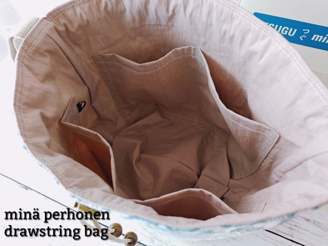 【再販ナシ】W ミナペルホネン ドローストリングバッグ 巾着バッグ アネモネ