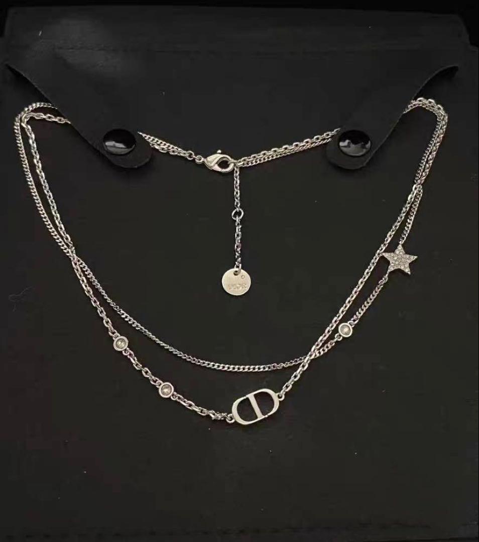 Dior 二連重ねデザインシルバー ネックレス