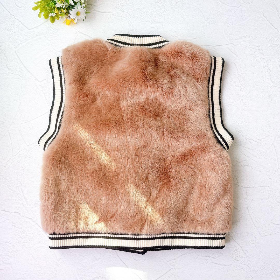 《美品》DOLCE&GABBANA ビジューボタン フェイクファー ベスト M