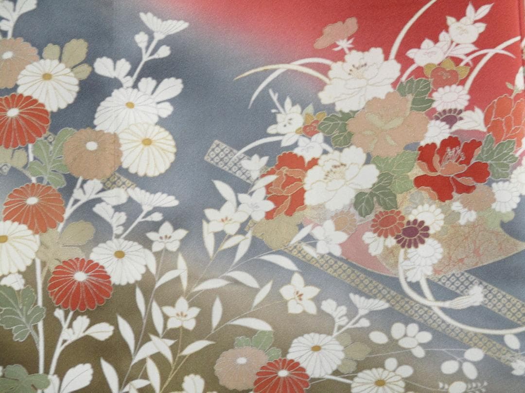 Ｍ～Ｌサイズ　訪問着からの着物リメイクドレスです　着丈１１９cm