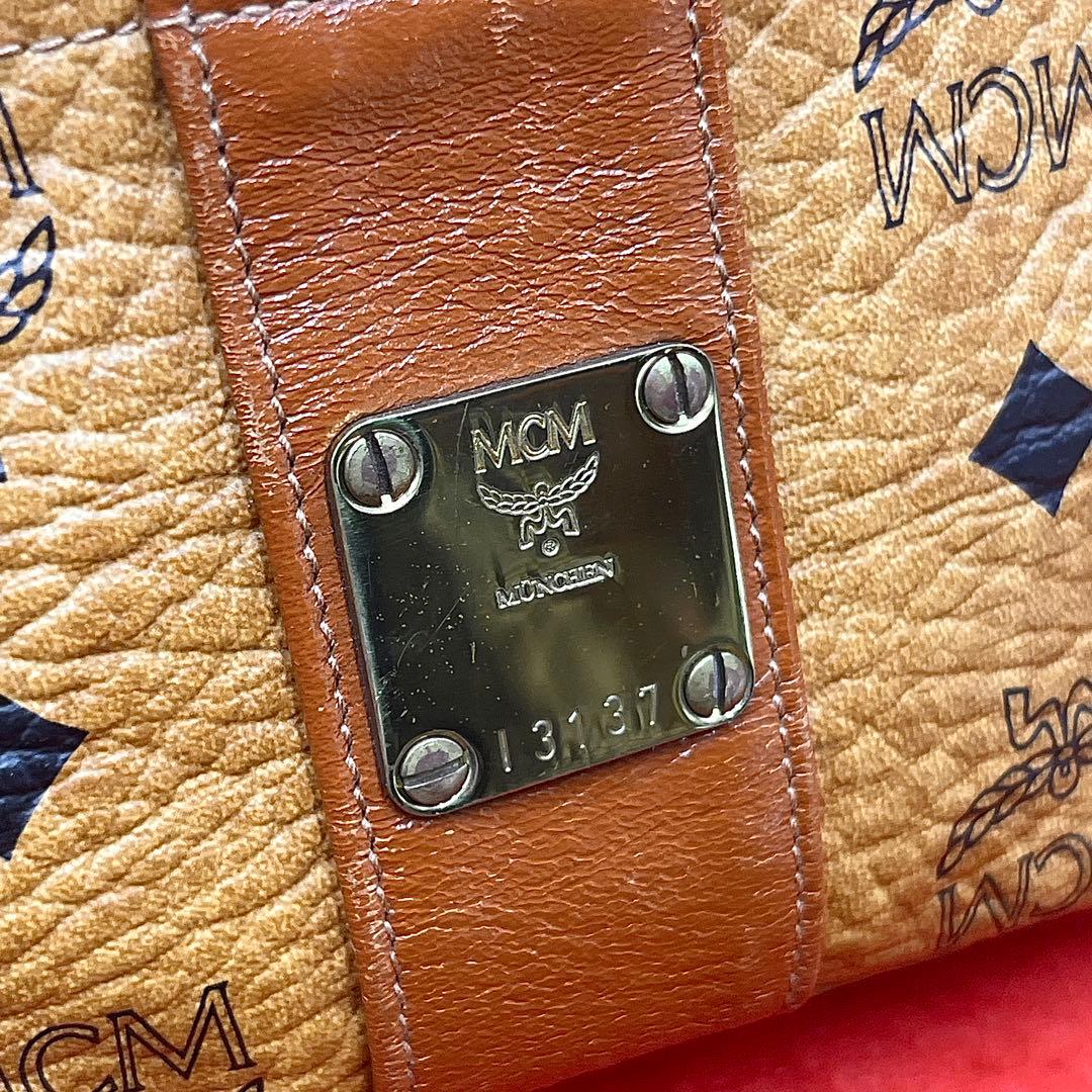 【美品】MCM ヴィセトス柄 ウエストポーチ ロゴ ゴールド金具 レザー