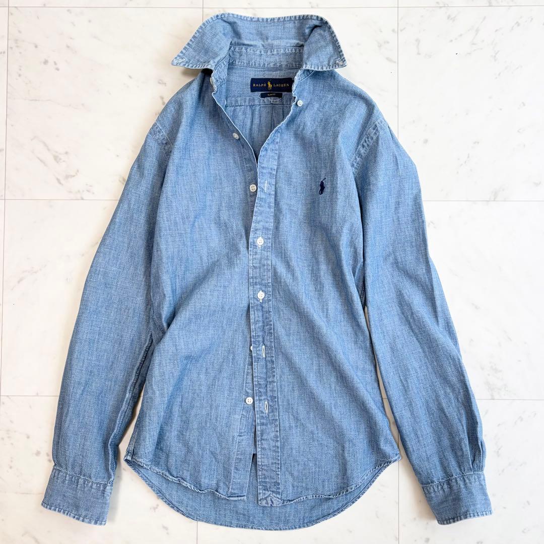 美品 ラルフローレン デニムシャツ ボタンダウン ダンガリー XS