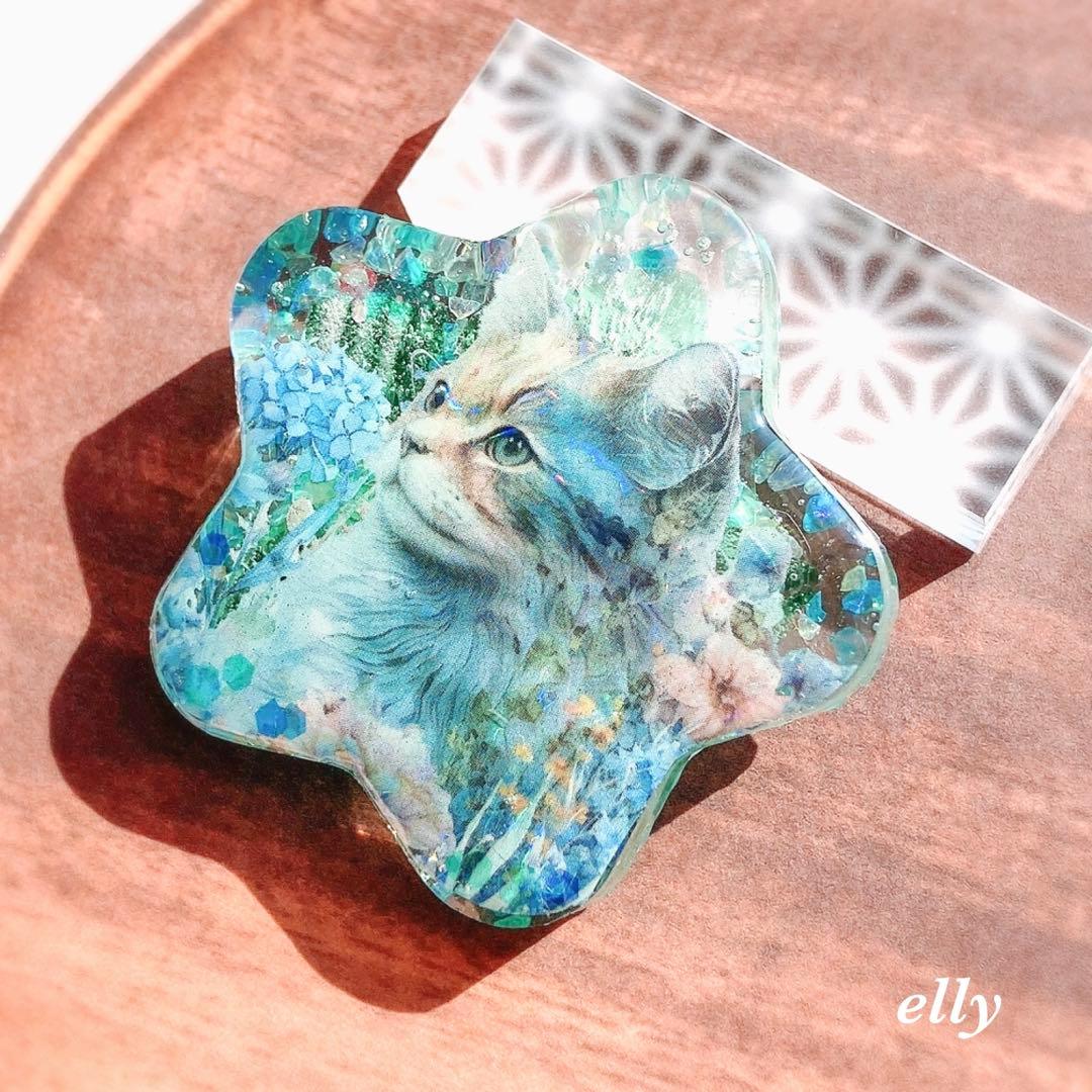 【sawasawa様】1256.琉球ガラス　夜桜　じゃれ猫　レジン　チャーム