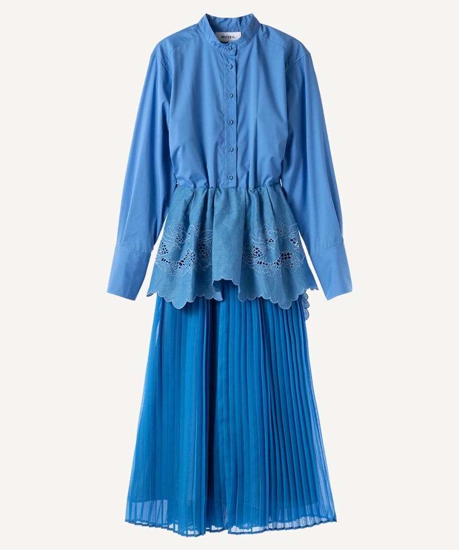 MUVEIL トリレースシャツワンピース