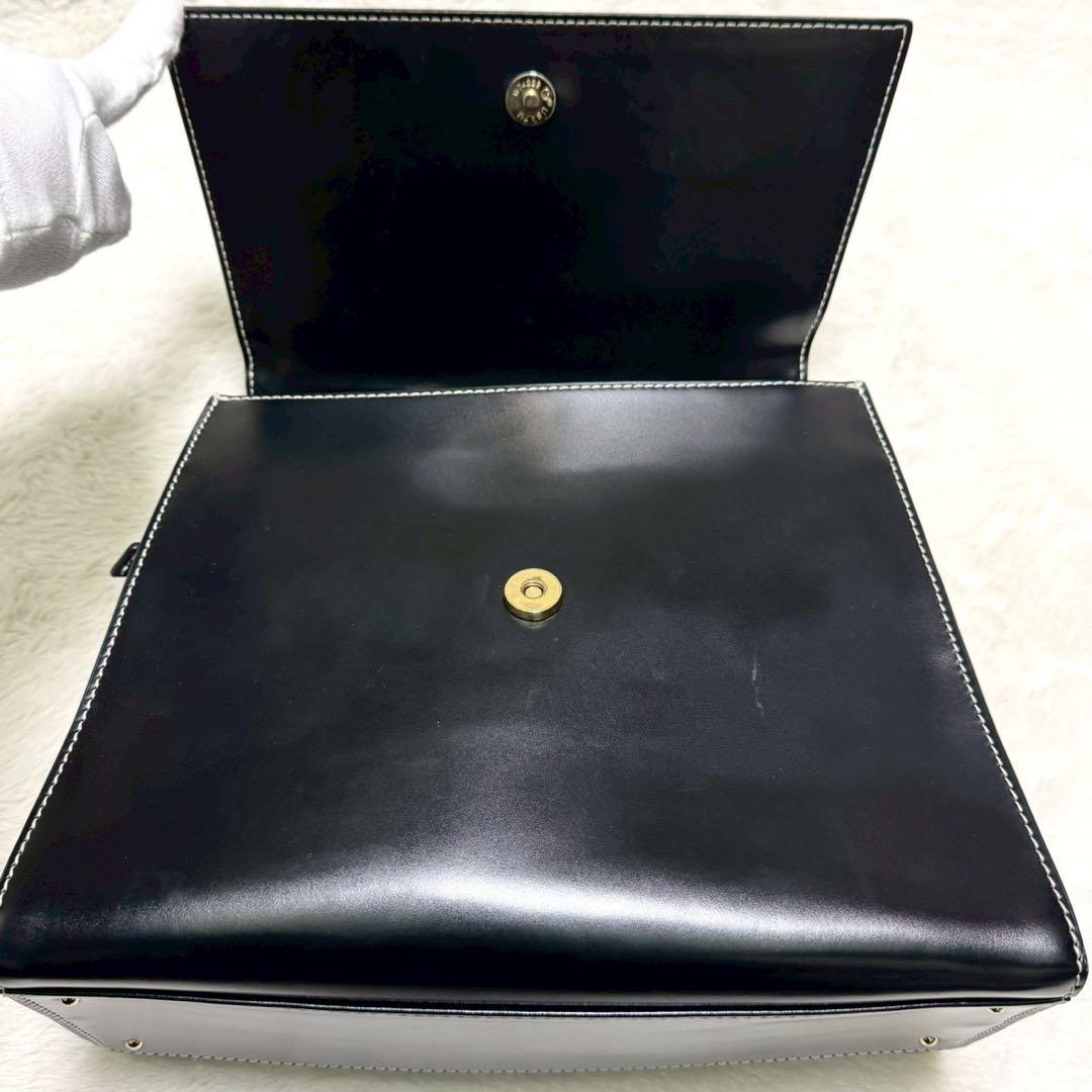 VASIC BEE スムースレザー 2way ワンハンドバッグ 肩掛け ブラック