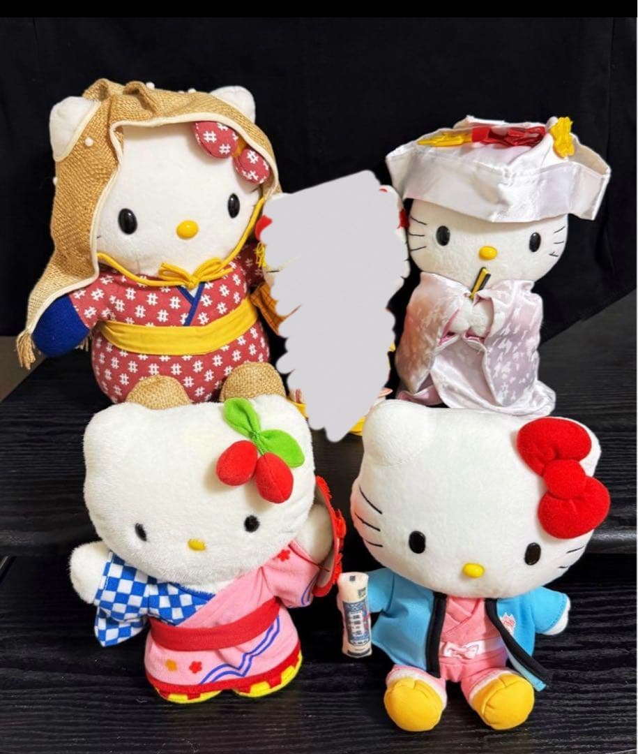 ご当地 ハローキティ ぬいぐるみ 揖保乃糸 雪ん子 山形花笠 花嫁 4点