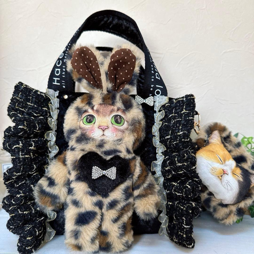 さ*ー様 コヤンイサムチョン♡豹柄うさリトルサンダーちゃんのベルベットトートバッ