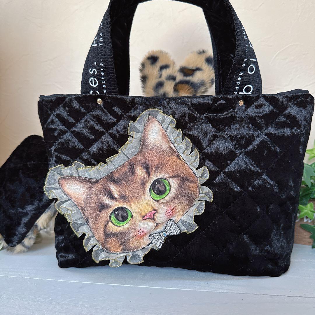 さ*ー様 コヤンイサムチョン♡豹柄うさリトルサンダーちゃんのベルベットトートバッ