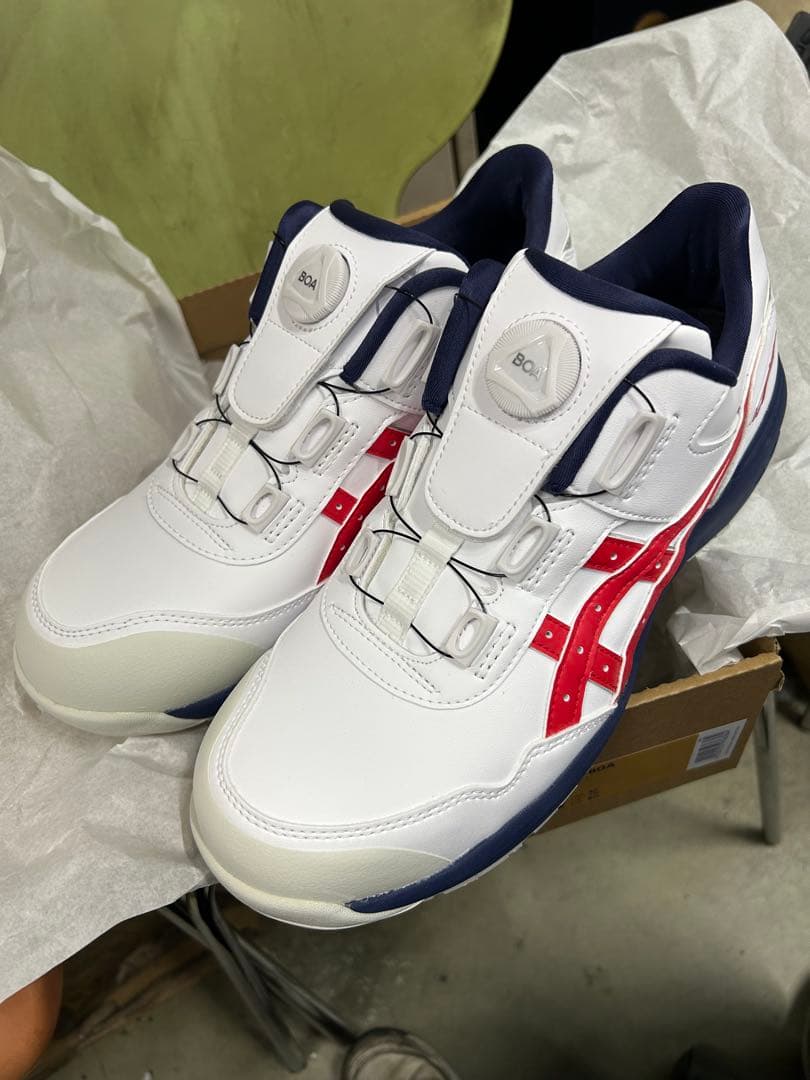 ASICS 安全靴 26.0 cm ホワイト/レッド/ネイビー