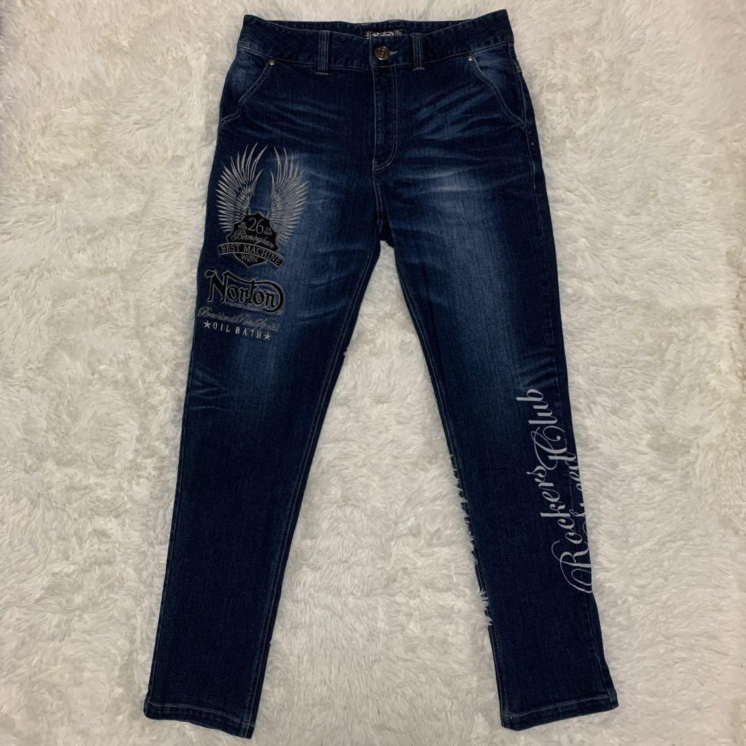 ノートン NORTON ジーンズ ウイングロゴ 刺繍 ストレッチ デニムパンツ