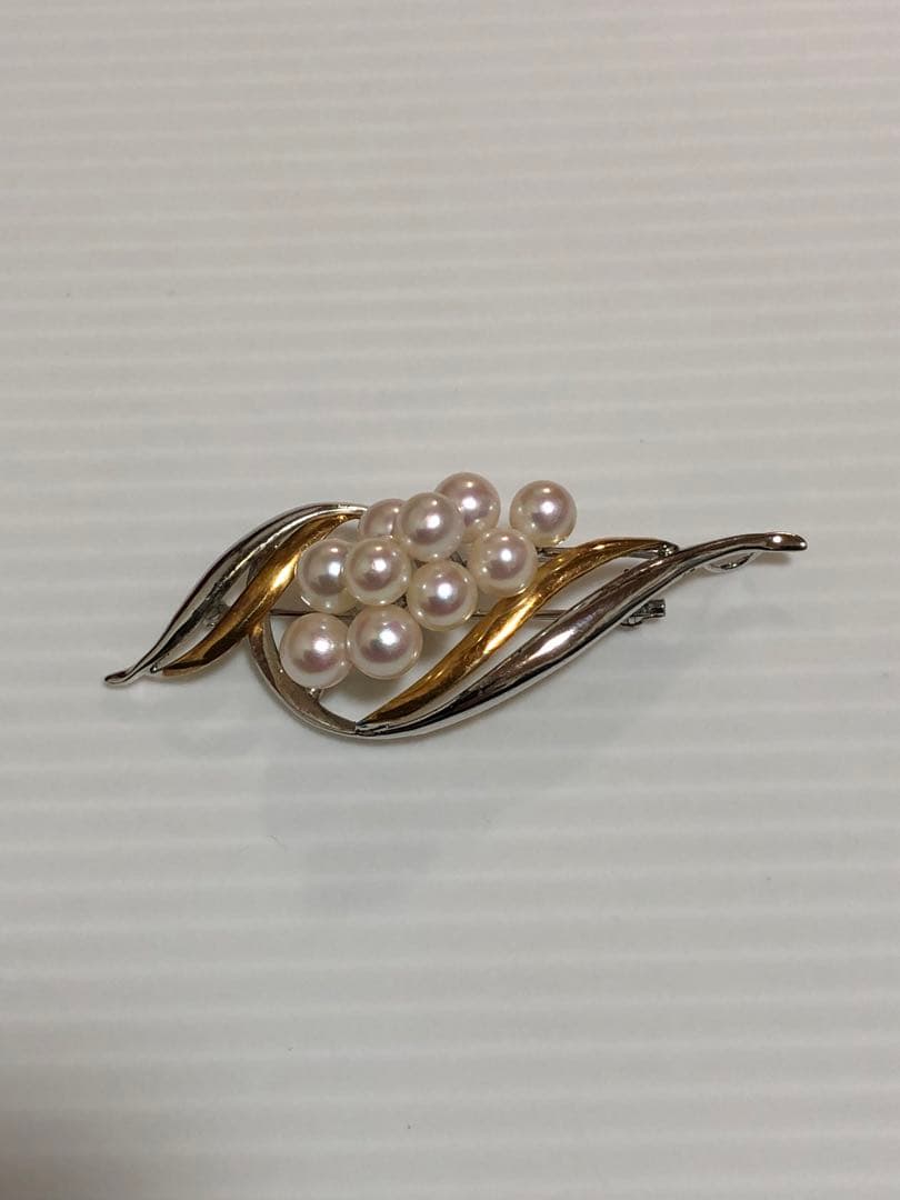 に*ー様 本物保証！K18/SILVERコンビ　本真珠ブローチ！ 8.83g