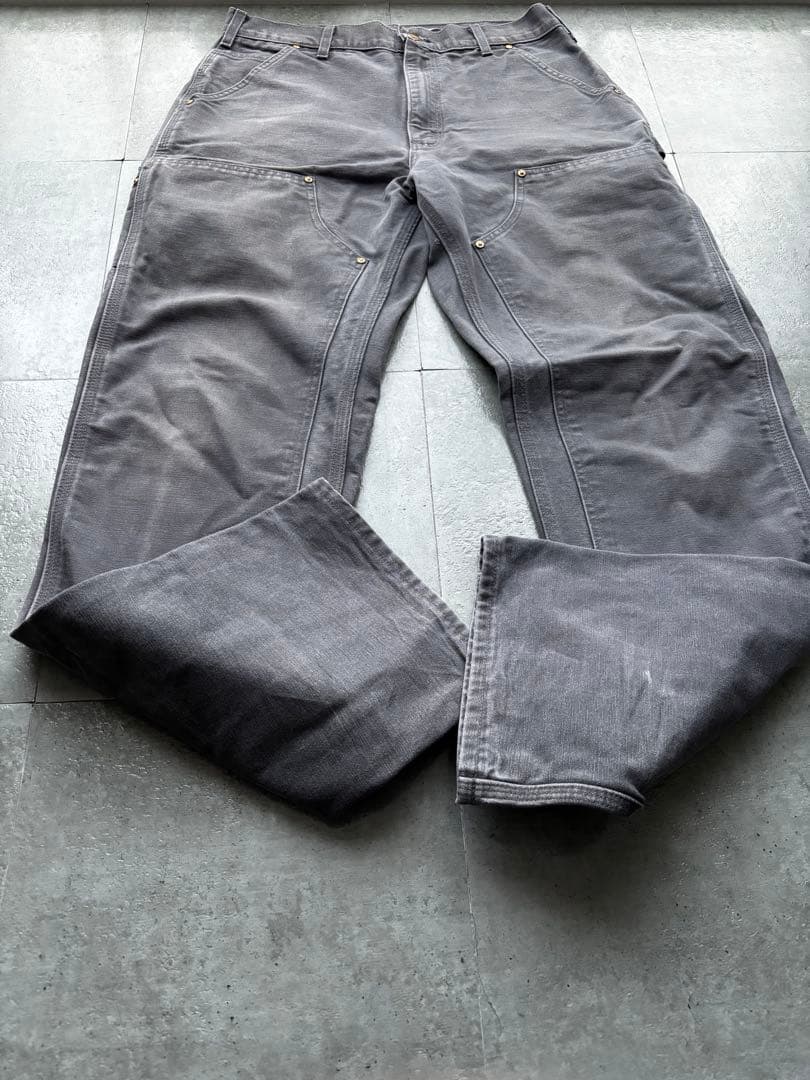 USA製　カーハート　ダブルニーペインターパンツ　グレー　33×34 フェード