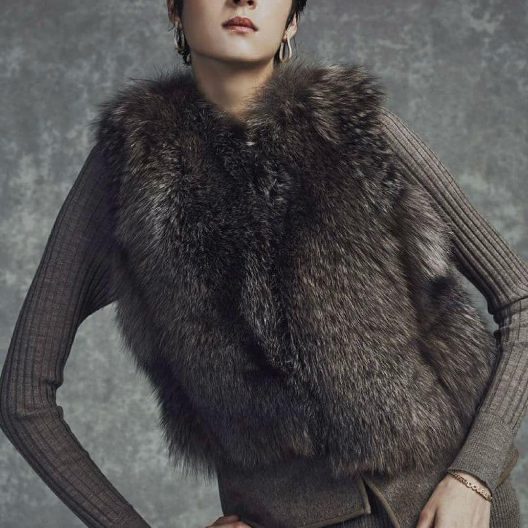 22年 sov. ソブ ブルーフォックスファーベスト 36 ジレ