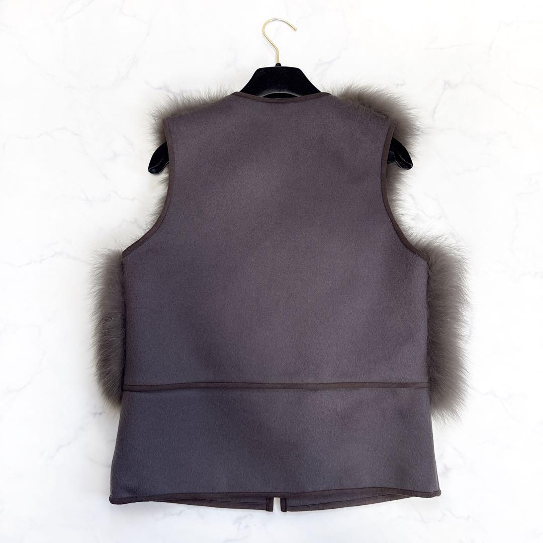 22年 sov. ソブ ブルーフォックスファーベスト 36 ジレ