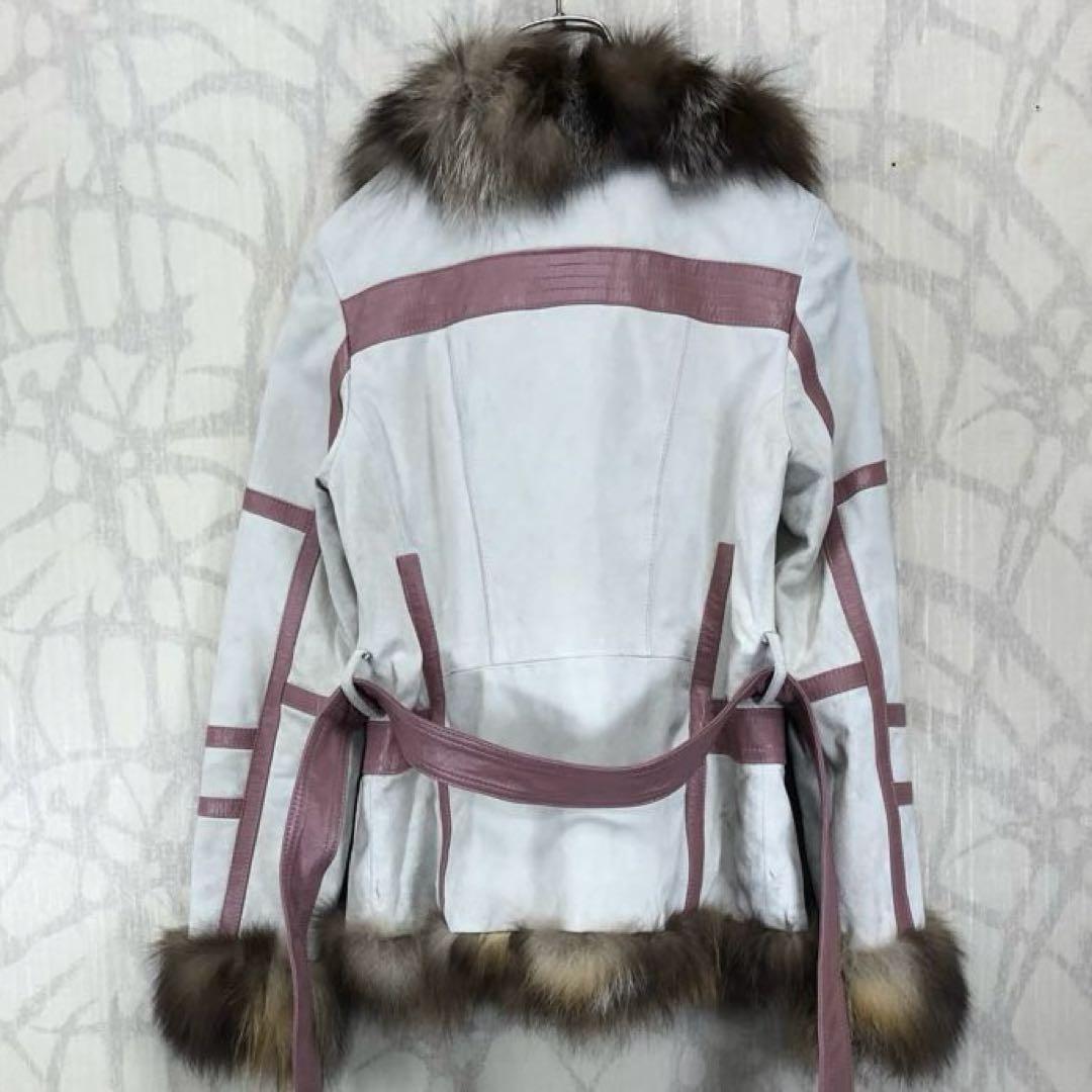 COCON Japan リアルファー付きジャケット　ベルト付き　R