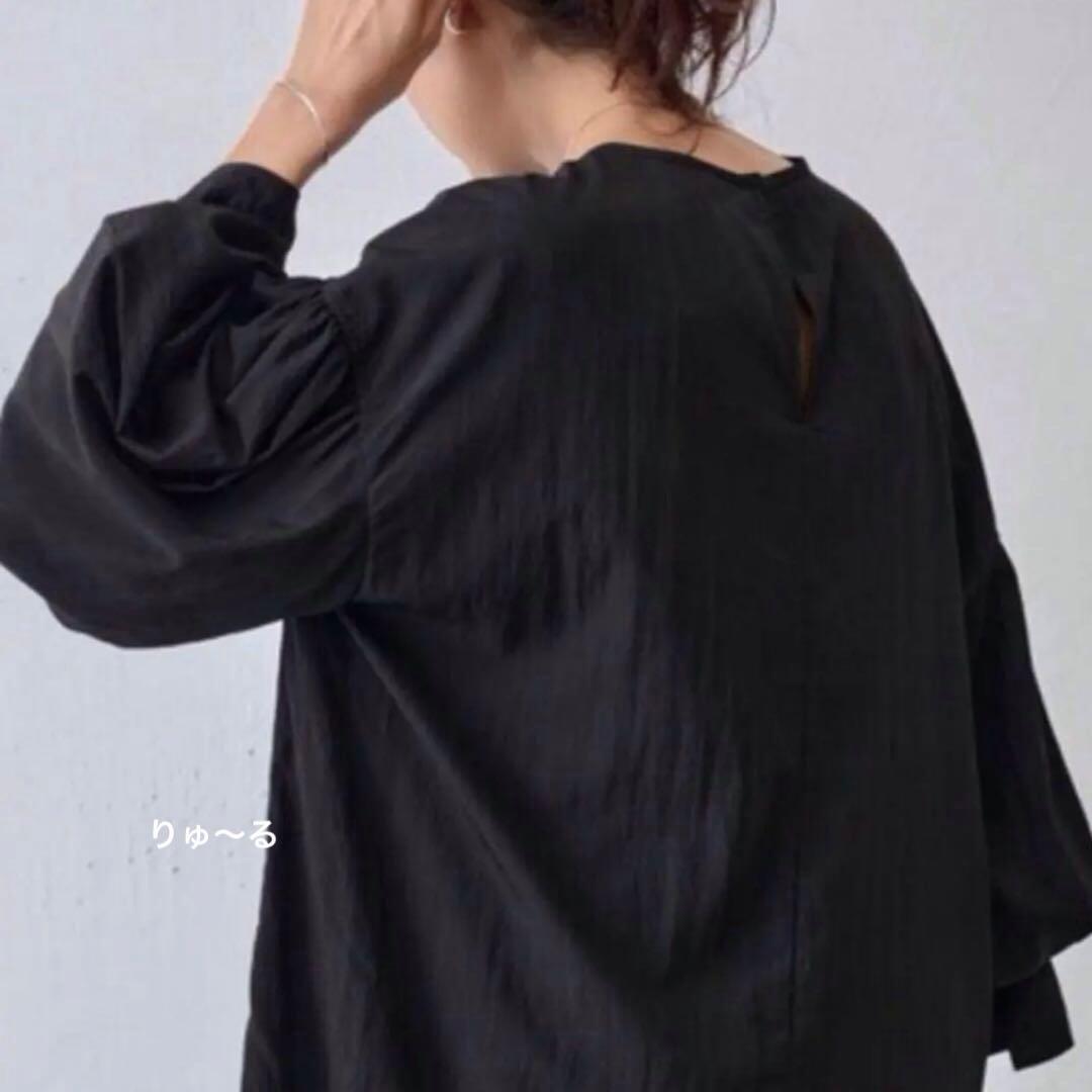 1回美品⭐️23100円⭐️BEARDSLEY ビアズリー ギャザーカフスシャツ／黒