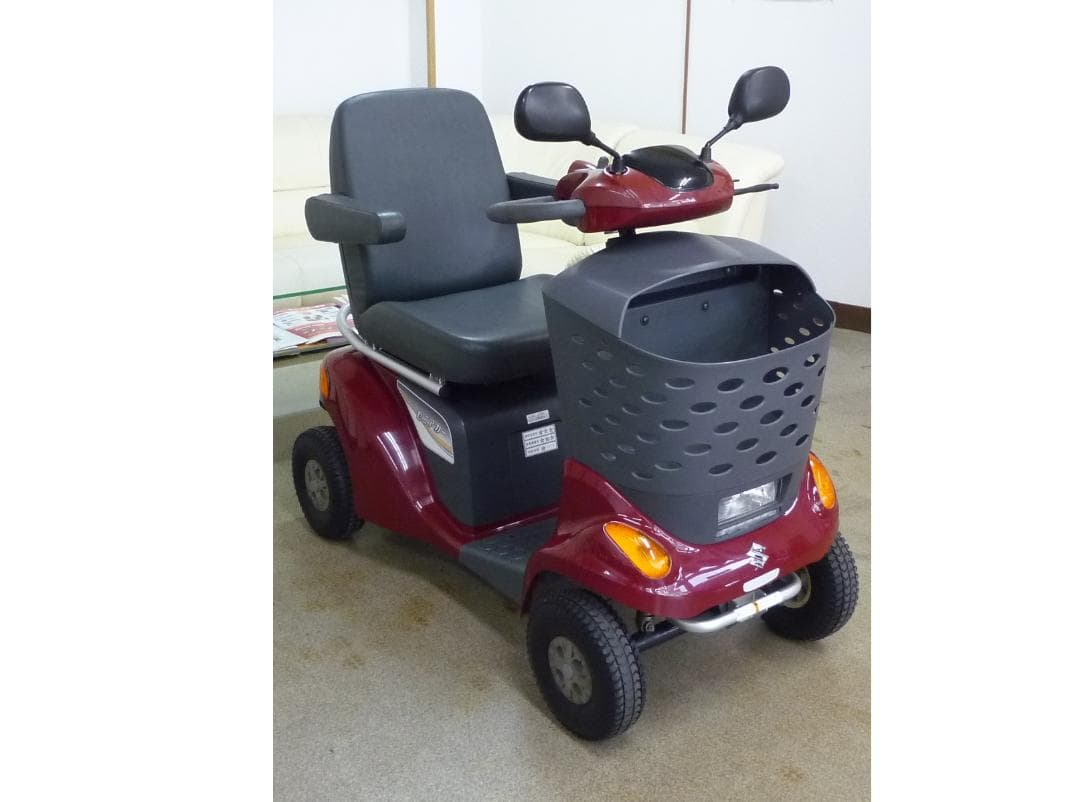 ほぼ全国送込♪ ET4D7 セニアカー 人気レッド 電動四輪車いすシニアカー愛媛