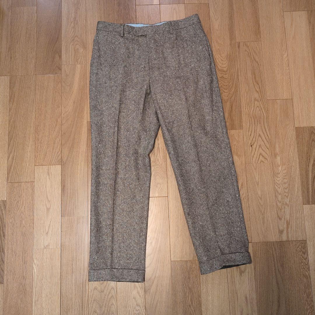 エキュパージュ ツィード調ウール ブラウン スラックスSize50