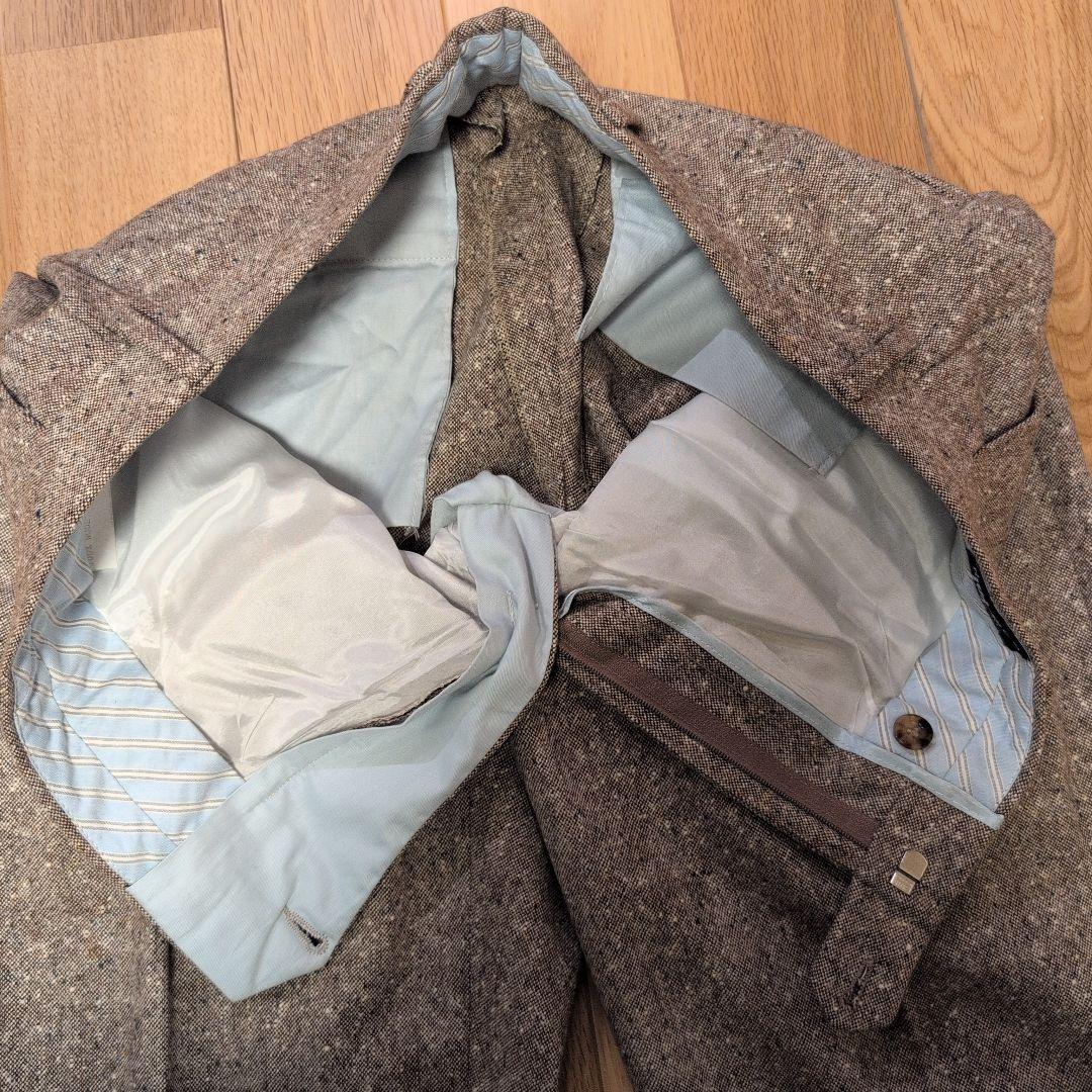 エキュパージュ ツィード調ウール ブラウン スラックスSize50