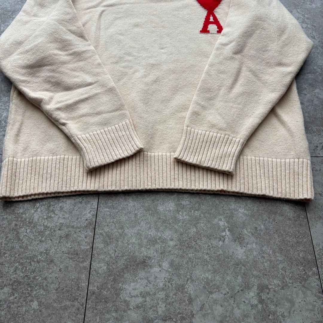 【美品】Ami Paris アミパリス ニット セーター ハートロゴ　アイボリー