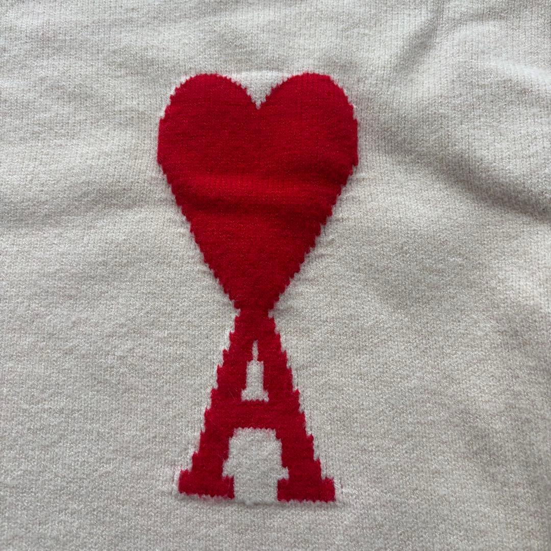 【美品】Ami Paris アミパリス ニット セーター ハートロゴ　アイボリー