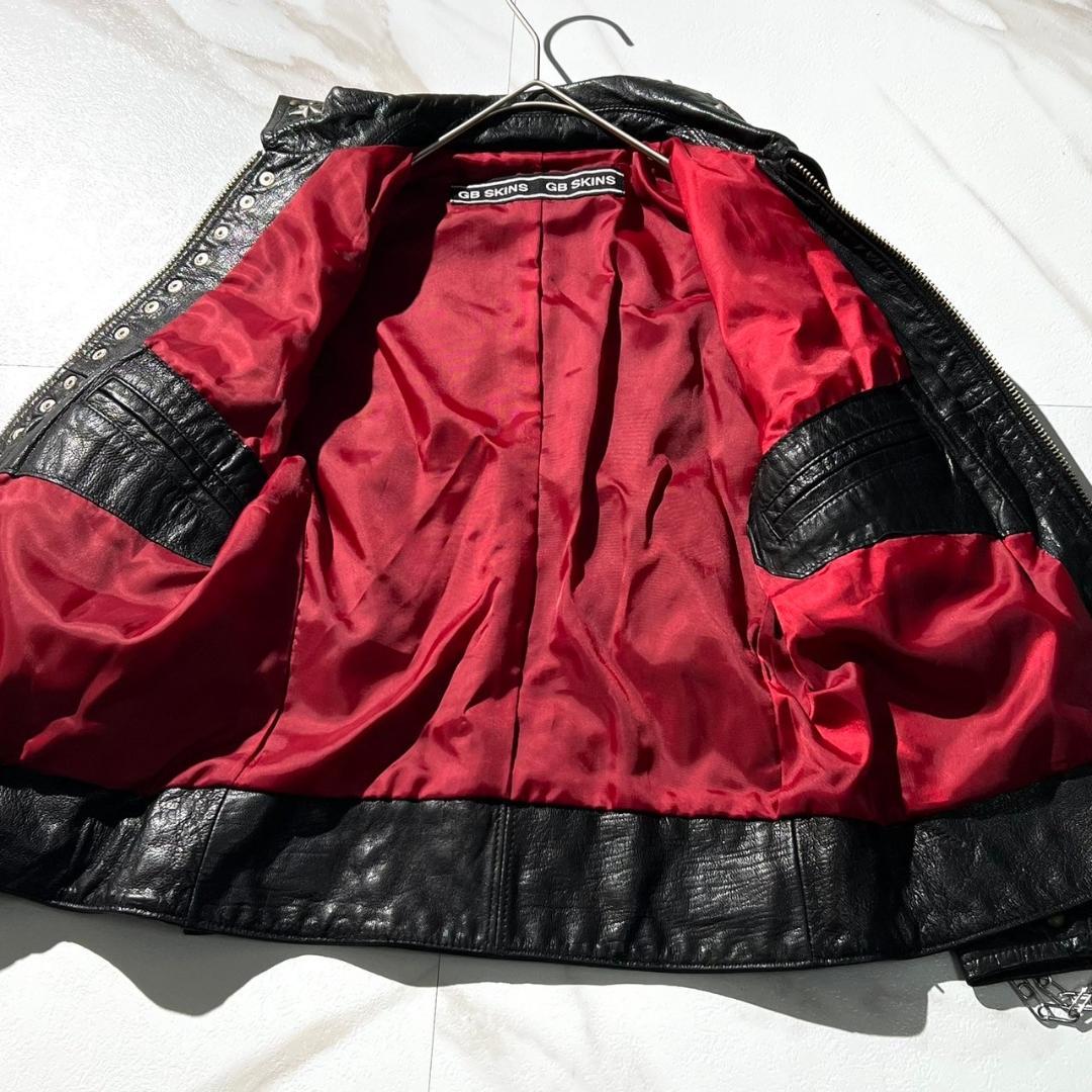 希少　GB SKINS　スター　総スタッズ　ライダース　チェーン　ブラック　黒