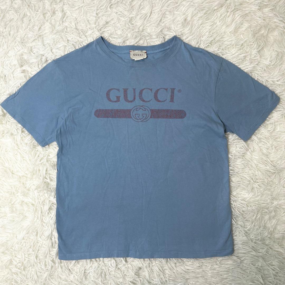 グッチ GUCCI Tシャツ 半袖 GGロゴ プリント 140 10 ブルー