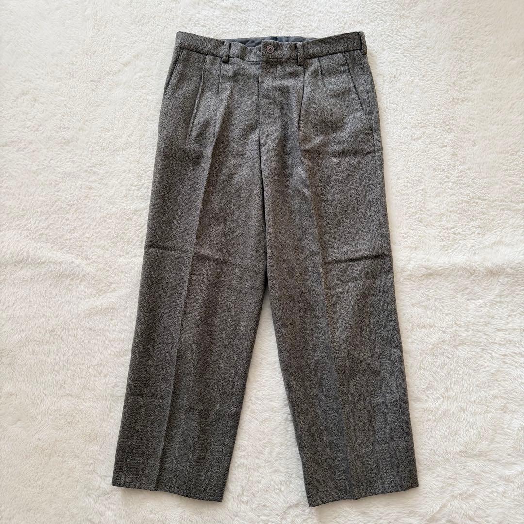 【希少】ISSEY MIYAKE MEN ウール ヘリンボーン ワイドパンツ M