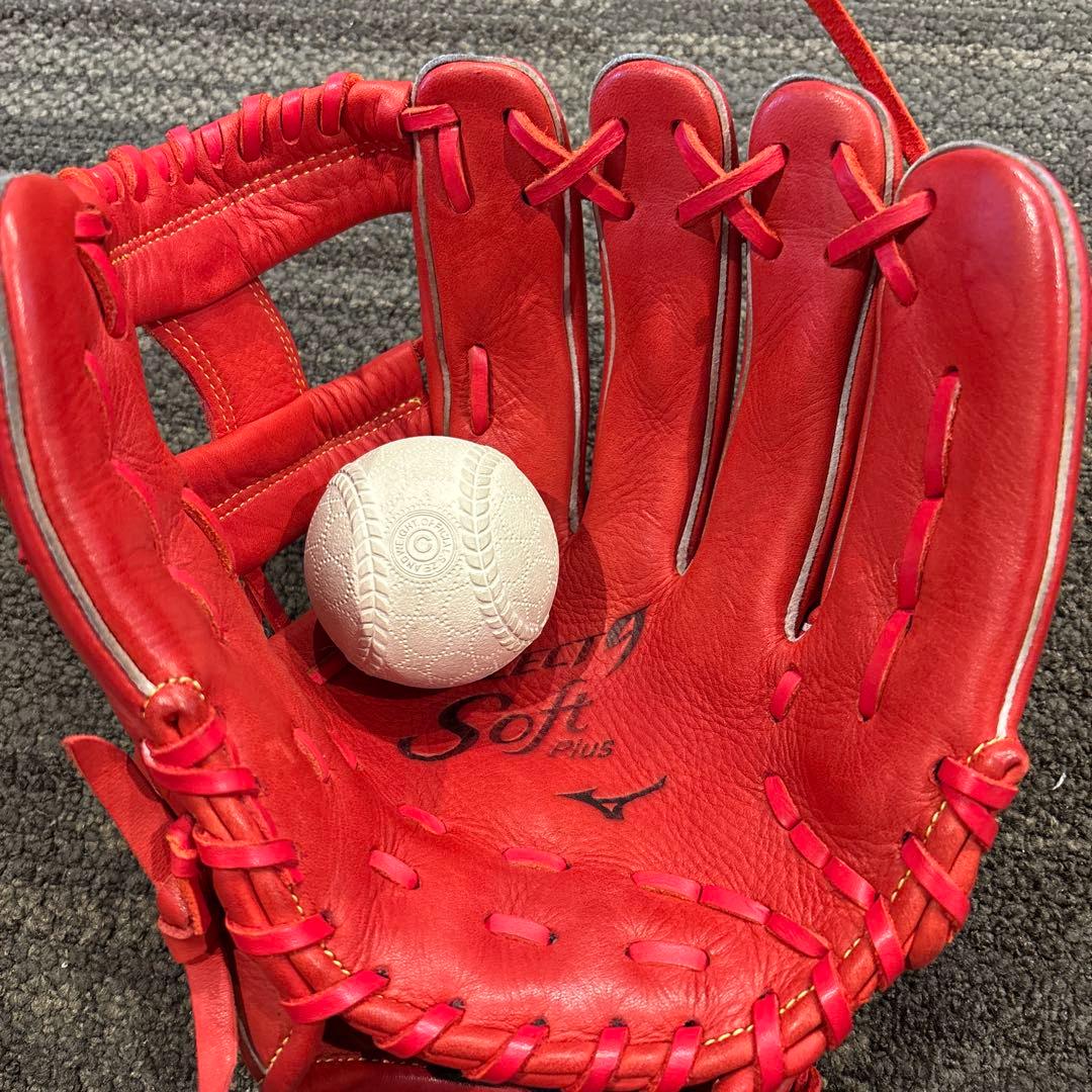 ★即戦力 軟式用グローブ Mizuno セレクト9Soft レッド 美品★