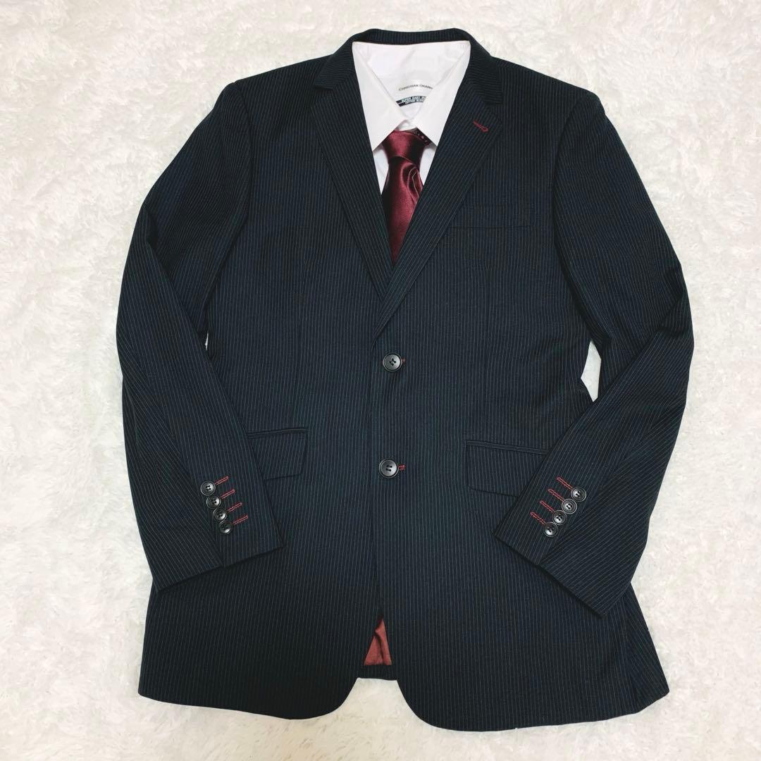 美品 ポールスミス スーツ 小花柄 総裏地 ブラック ストライプ 50サイズ